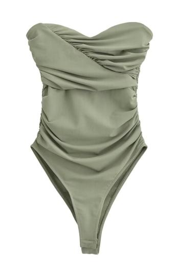 sexy non-stretch solid color tube design shirring bodysuit