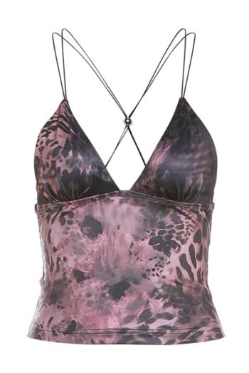 sexy high stretch printed backless butterfly embroidery vest(size run small)