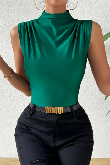 stylish plus size slight stretch pure color all-match tank top