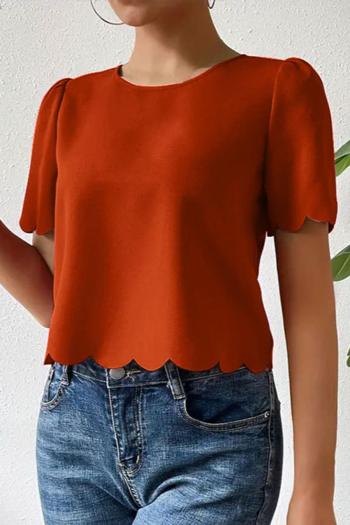 stylish plus size non-stretch 6 colors wavy edge design all-match blouse