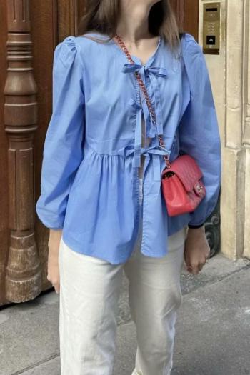 sexy non-stretch solid color loose lace-up top