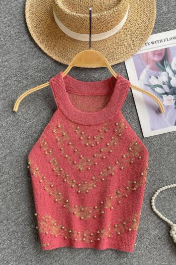 new sexy slight stretch bead halterneck knitted tank top