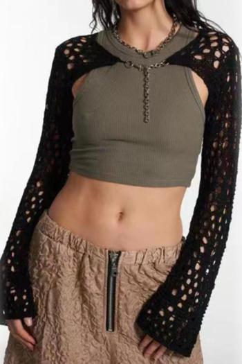 sexy slight stretch chain decor hollow crop knitted sweater(only sweaters)