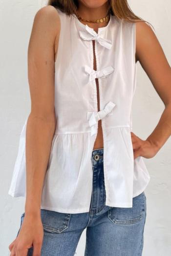 new stylish slight stretch white bow knot loose shirts