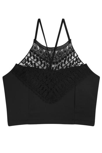 sexy non-stretch patchwork sling lace-up backless with padded crop vest size run small