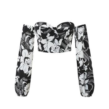 sexy non-stretch floral print padded rubber bone lace-up crop top size run small#1