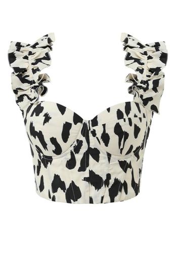 sexy non-stretch cow pattern sling padded rubber bone crop vest size run small
