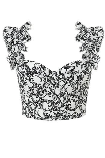 sexy non-stretch batch printing padded rubber bone crop vest size run small