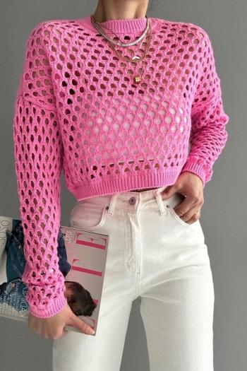 exquisite slight stretch cut out knitted loose crop sweater(only sweater)