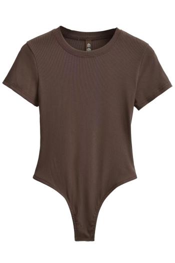 stylish high stretch pure color short sleeve all-match bodysuit(size run small)