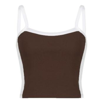 Sexy slight stretch color-block backless sling all-match crop vest