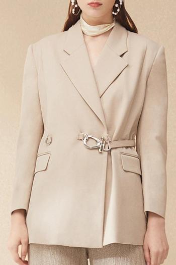 new slight stretch patchwork 4-color pocket metal buckle long-sleeve blazers