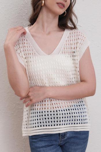 sexy non-stretch solid color ribbed knit v-neck tank top