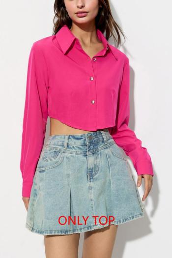 s-xl new sexy non-stretch solid color lapel long sleeve blouse