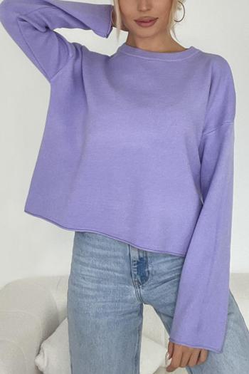 casual slight stretch ribbed knit crew neck 4 colors sweaters