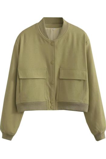 casual non-stretch 9 colors crew neck button solid color jacket