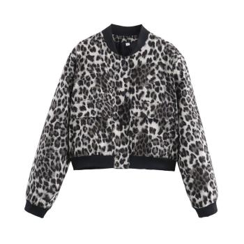 casual non-stretch 9 colors crew neck button leopard printing jacket