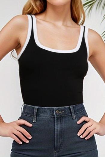 exquisite high stretch color-block backless all-match bodysuit