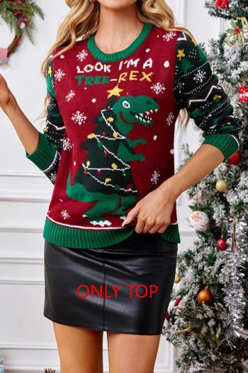 christmas casual plus size slight stretch jacquard knitted all-match sweater