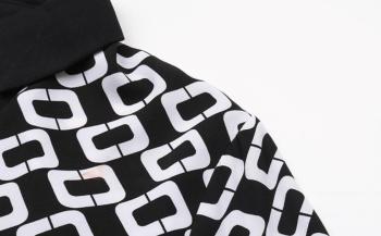 New slight stretch patchwork geometric batch printing long sleeve blouse
