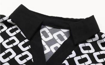 New slight stretch patchwork geometric batch printing long sleeve blouse