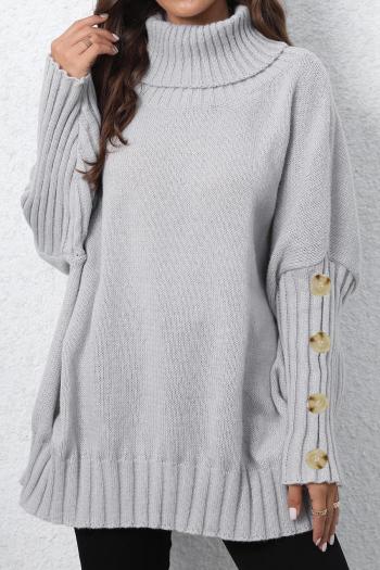 casual slight stretch knitted 5 colors turtleneck loose sweater