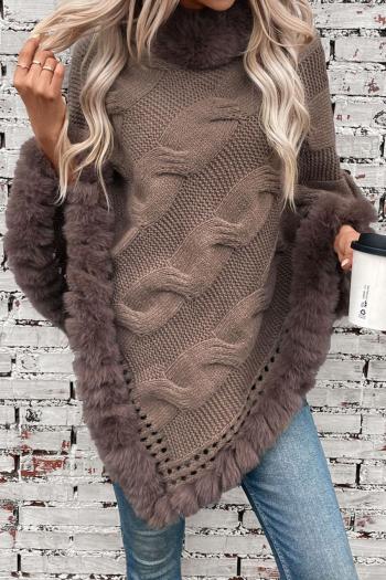 new casual slight stretch solid color knit cable fluffy thick sweater