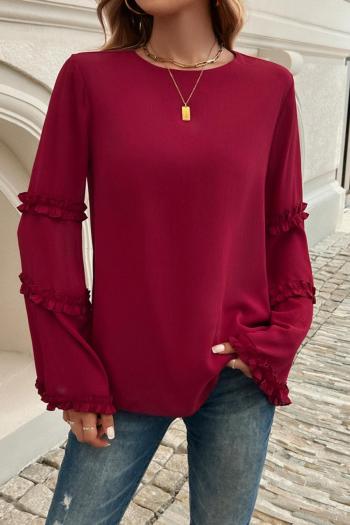 casual non-stretch tatting 4 colors bell-sleeve all-match blouse