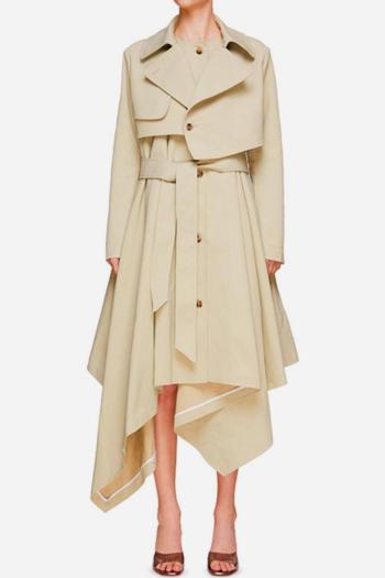 casual non-stretch lapel solid color with belt jacket(size run small)