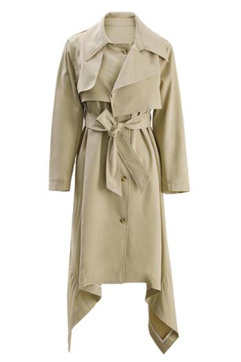 Casual non-stretch lapel solid color with belt jacket(size run small)