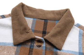 Casual non-stretch checkered corduroy single-breasted all-match jacket