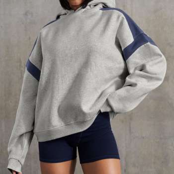 casual stretch contrasting hooded simple loose sweatshirt#1