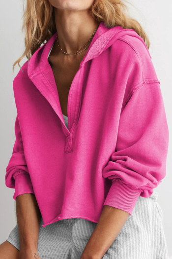 casual stretch hooded solid color loose simple sweatshirts