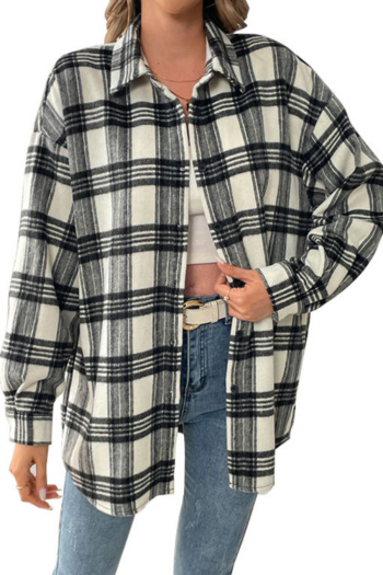 stylish slight stretch single breasted lattice batch printing casual blouses