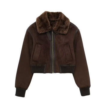 casual non-stretch suede fabric plush jacket