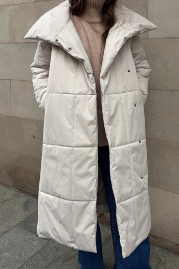 casual non-stretch solid color lapel with belt long cotton jacket