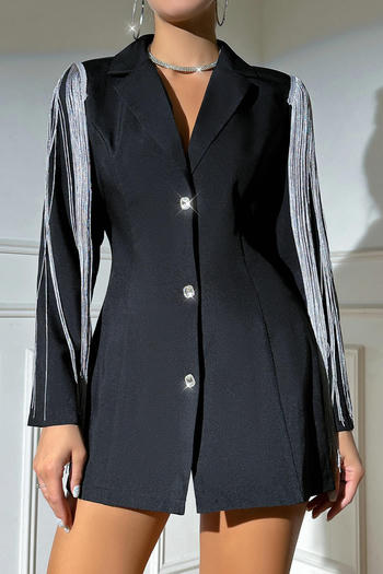 elegant non-stretch tassel decor slim blazer