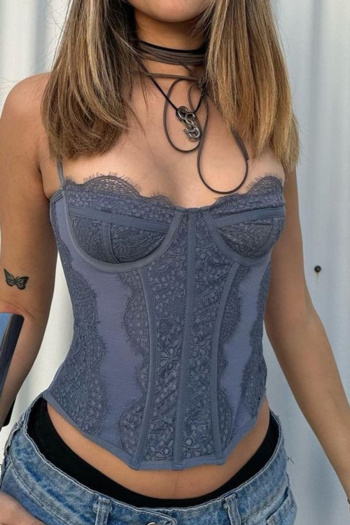 xs-xl new sexy stretch 6-color lace mesh see-through polyester boning suspender tops