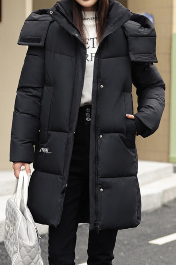 new plus size non-stretch warm hooded medium length cotton jacket size run small