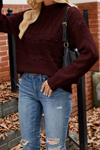 Casual slight stretch twist knitted 5 colors loose all-match sweater