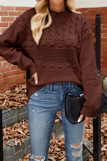 Casual slight stretch twist knitted 5 colors loose all-match sweater