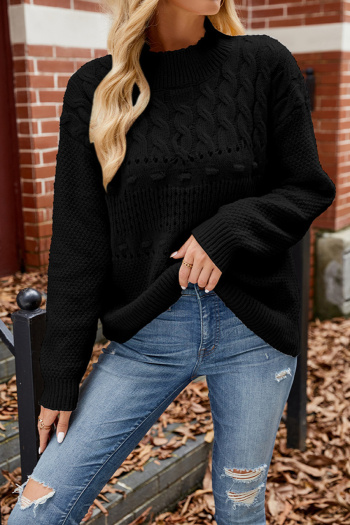 Casual slight stretch twist knitted 5 colors loose all-match sweater