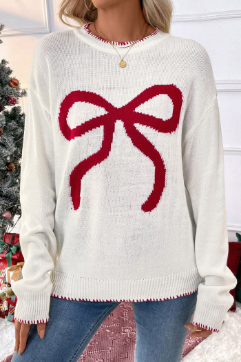christmas stylish slight stretch color-block knitted loose all-match sweater