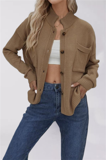 stylish new solid color 7 colors single breasted casual slight stretch knit wear