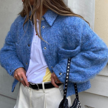 stylish casual slight stretch wool-like fabric solid color long sleeve jackets