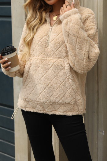 casual plus-size slight stretch 4-color loose flannelette hooded sweatshirts