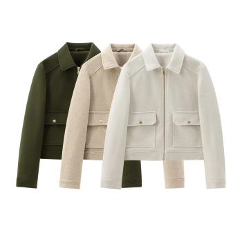 new casual no-stretch patchwork wool-like fabric 3-color lapel jackets
