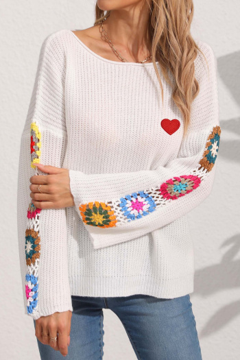 casual slight stretch knitted 3 colors loose sweater(crochet random colors)