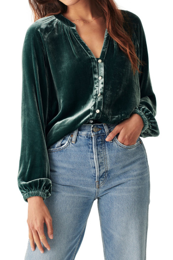 casual plus size non-stretch 4-colors solid color velvet all-match shirt