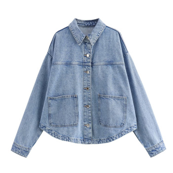 casual non-stretch 4 colors denim lapel button jacket